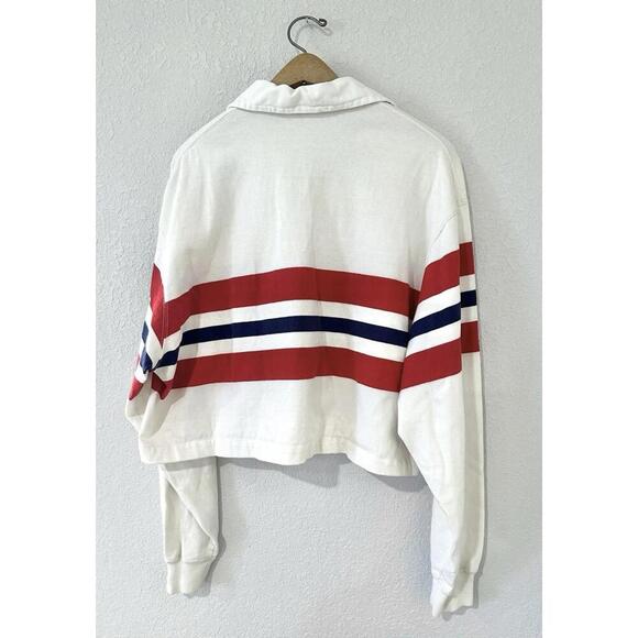 Ralph Lauren Polo Womans Shirt Collared White Blue and Red Stripe Long Sleeve LG - Picture 3 of 11